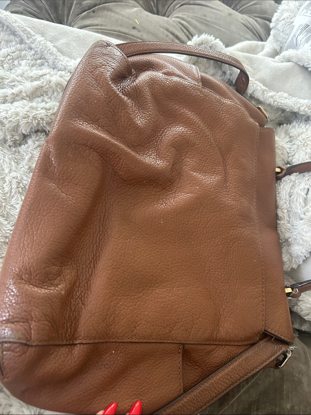 Michael Kors Sloan X-Large Leather Satchel Handbag Brown Luggage Top Handle Tote - Picture 7 of 14